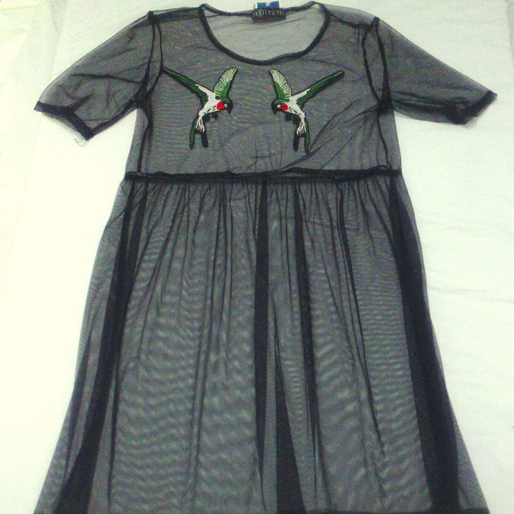 Potter's Pot Swim Sheer Coverup M Black Mini USA NWOT